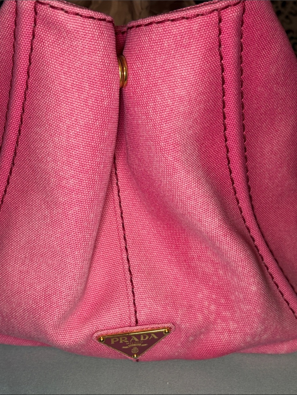 Prada Canapa Peonia Canvas Tote - Medium Handbag Pink BN2642 - Picture 5 of 16